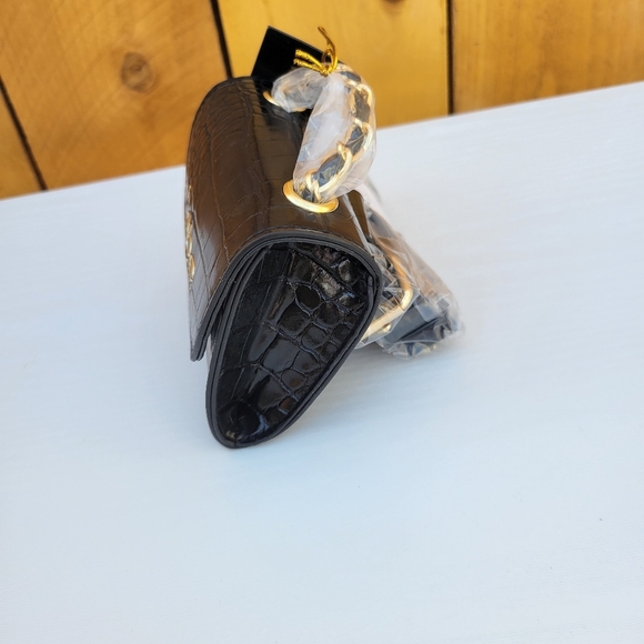 New Bebe Los Angeles Camile Croco Micro Fannypack Black - Picture 6 of 16